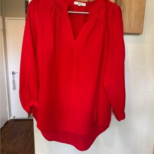 Madewell Silk 3/4 length Red Blouse